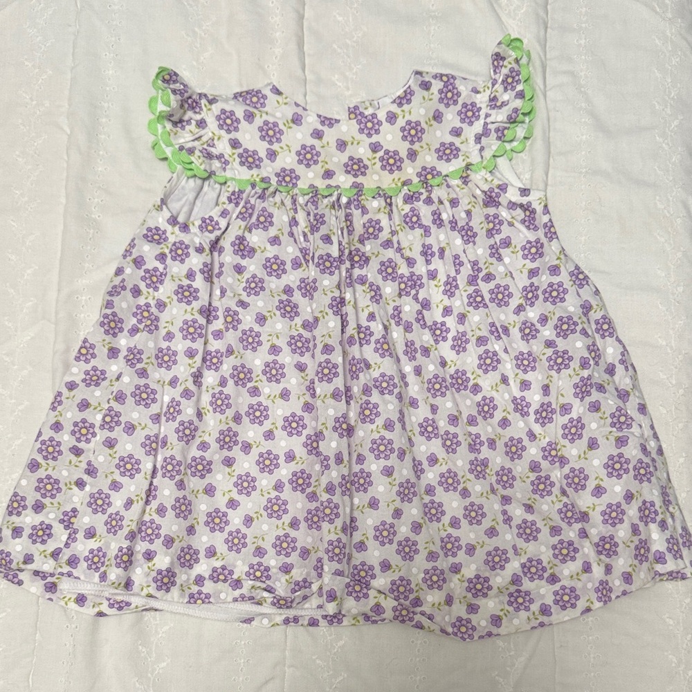 Floral Purple and Green Kids Dress